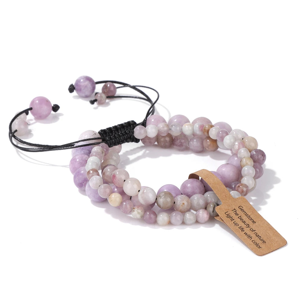 yoga-inspired bracelet set with semi-precious stones
