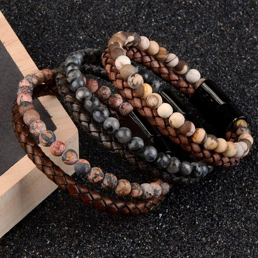 African blood stones bracelet with stainless steel magnetic clasp
