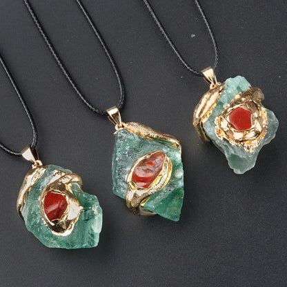Boho style raw stone necklace for women