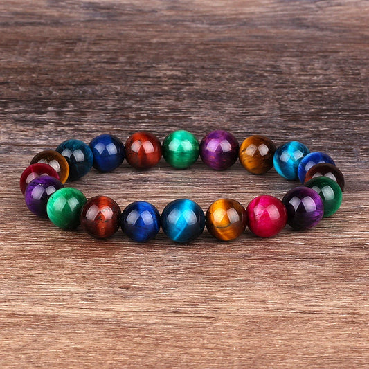 Colorful Tiger Eye beaded bracelet with vibrant hues