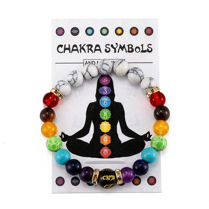 "Colorful chakra bead bracelet for meditation and energy balance"