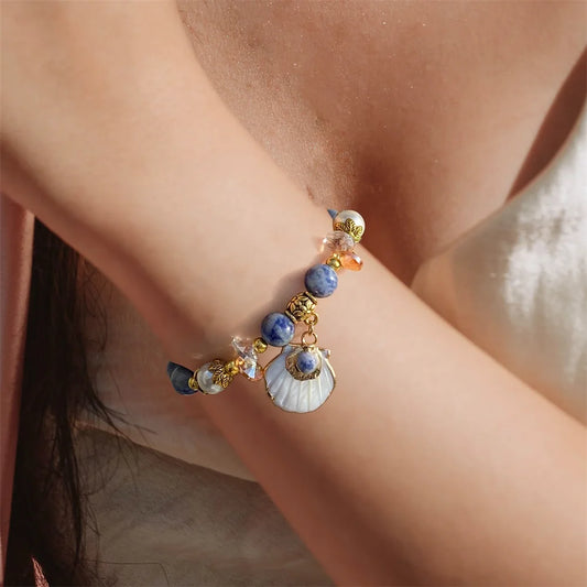 Fashion charm bracelet with 8MM natural stone beads sodalite natural stone