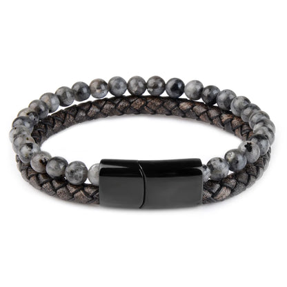 Flash stone bracelet on a brown leather base