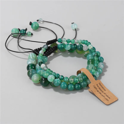 Green and brown natural stone bracelet for balance