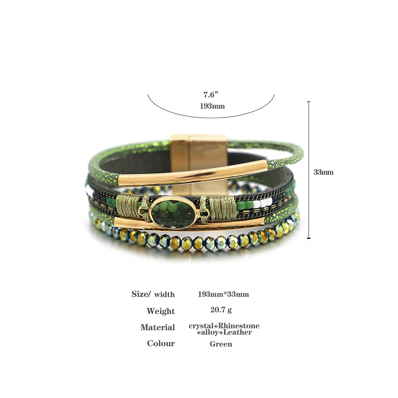 Handcrafted boho leather bracelet with alloy accents