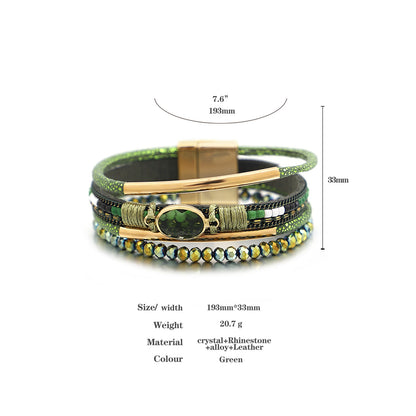 Handcrafted boho leather bracelet with alloy accents