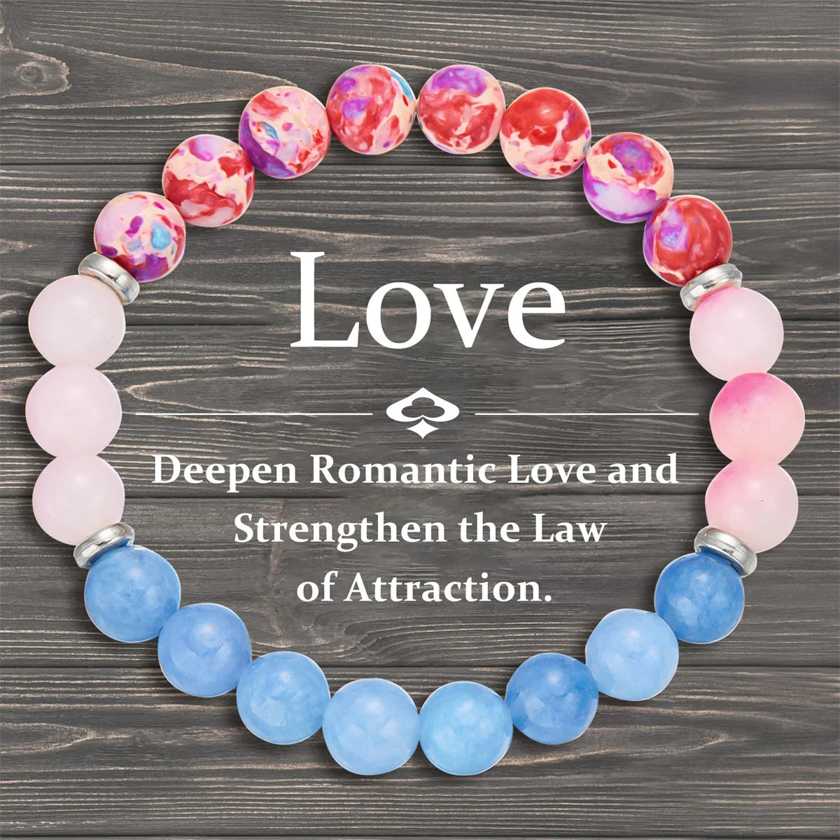 Love attraction bracelet with rose quartz and charm