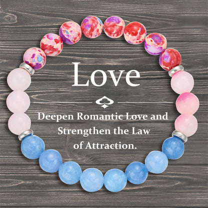 Love attraction bracelet with rose quartz and charm