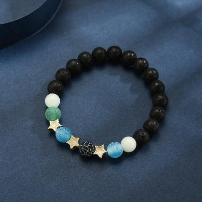 Luminous yoga bracelet glowing in low light