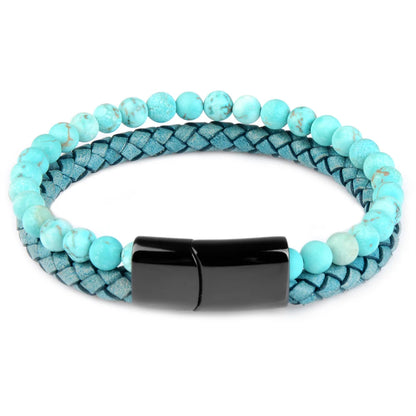 Magnetic clasp detail of Grind turquoise stone men's bracelet