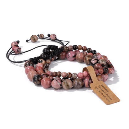Natural stone healing bracelet with adjustable black cord
