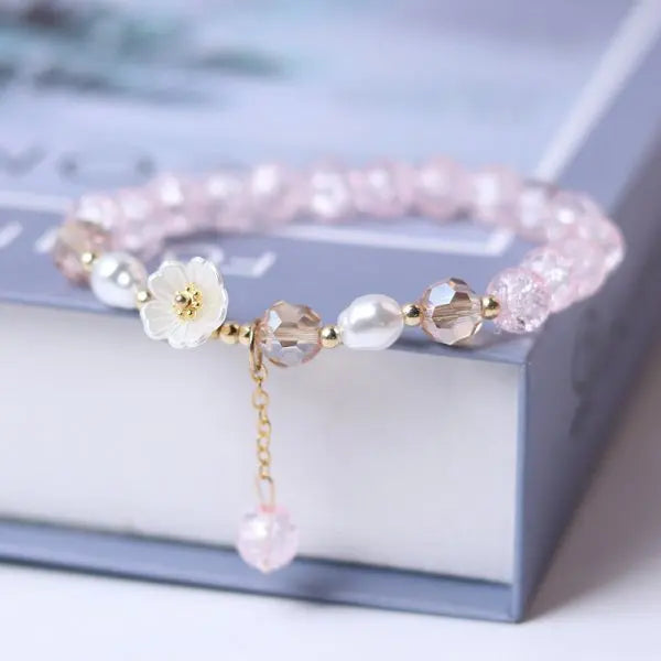 Party-ready charm bracelet with crystal glass beads
