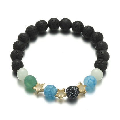 Pentagram glowing bracelet with natural stones