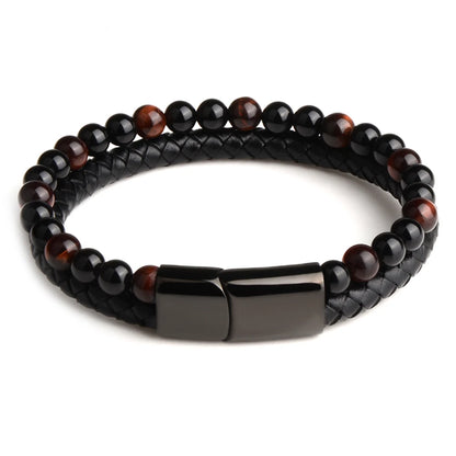 Rustic Tiger eye1 stone bracelet with rugged leather cord