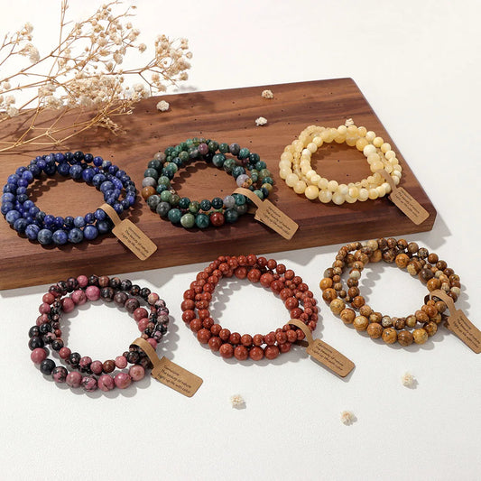 TrioVibe™ Natural Stone Beaded Bracelet Set
