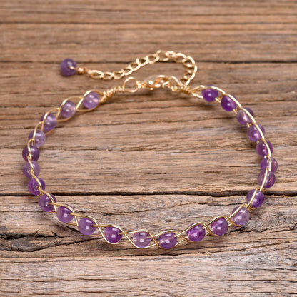 Spiritual copper wire bracelet with amethyst beads