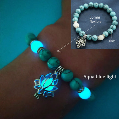 Stack of glow bracelets with different natural stones