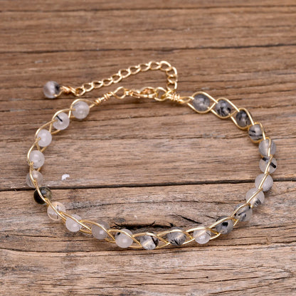 Tourmalinated quartz bracelet for clarity and focus