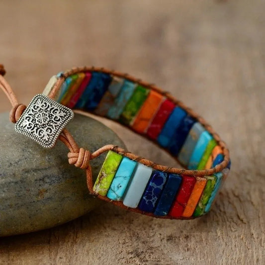 Unisex natural gem bracelet featuring Tree of Life charm