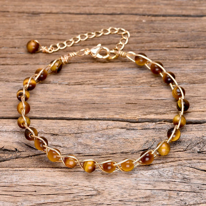 Women’s copper yoga bracelet with natural stones