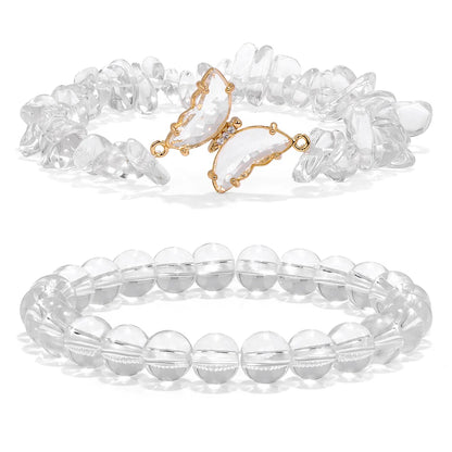 Yoga-style butterfly charm bracelet with energy stones