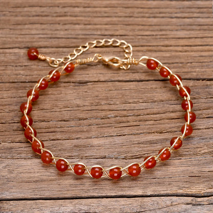Yoga bracelet with natural red agate stones

