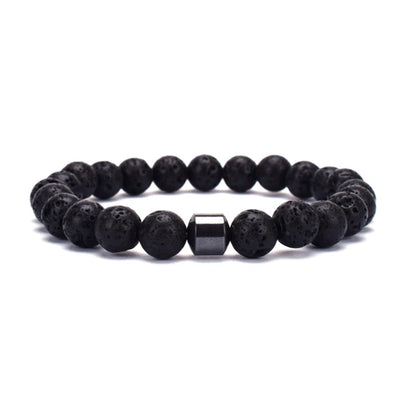  lava stone Dual-tone gemstone bracelet for men and women